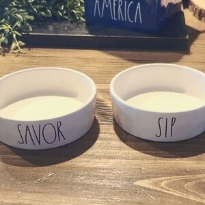 2 Rae Dunn Cat food bowls "Sip and Savor"